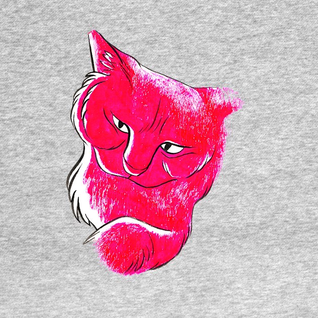 Neon Pink Cat by AlexandraBowmanArt